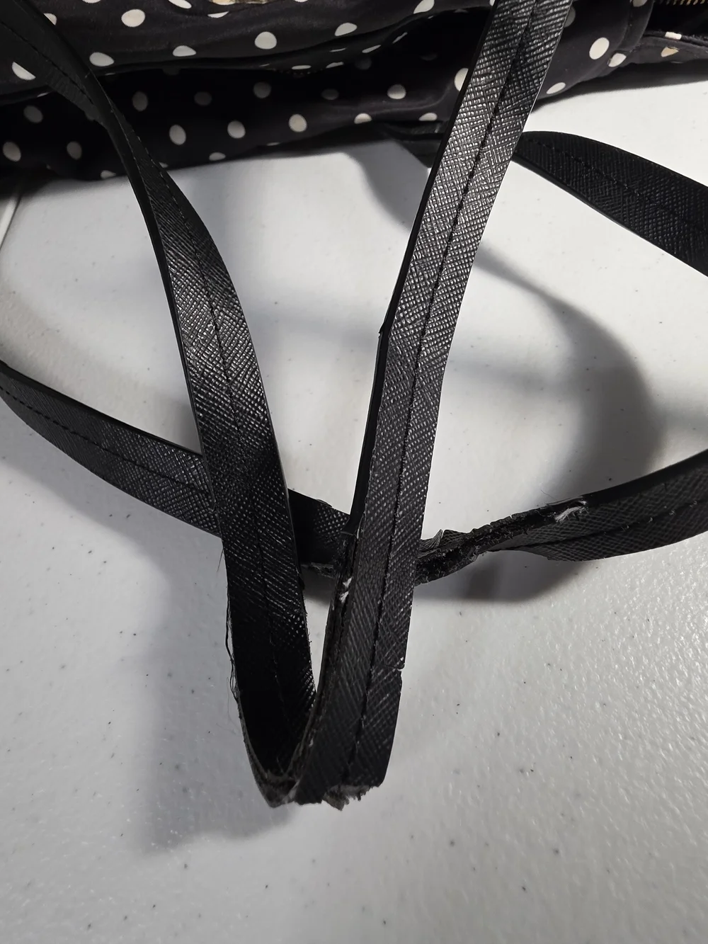 kate spade Black and White Polka Dot Baby Bag Tote Diaper Bag Needs Repair*